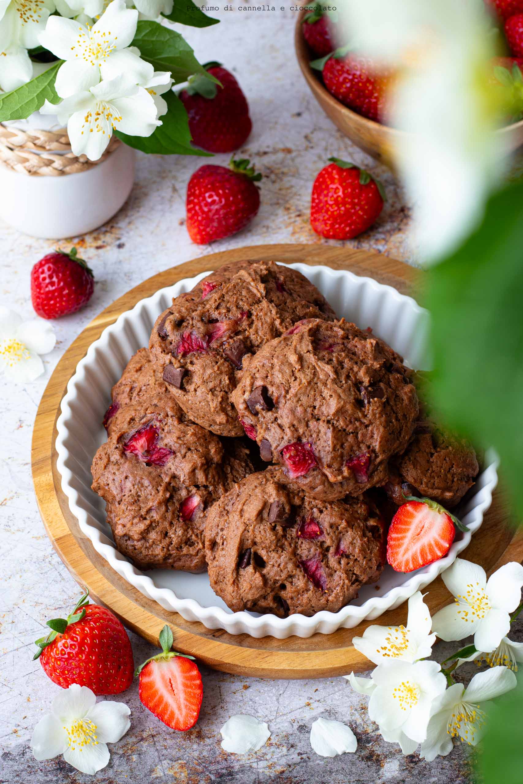 Biscotti morbidi cioccolato e fragole