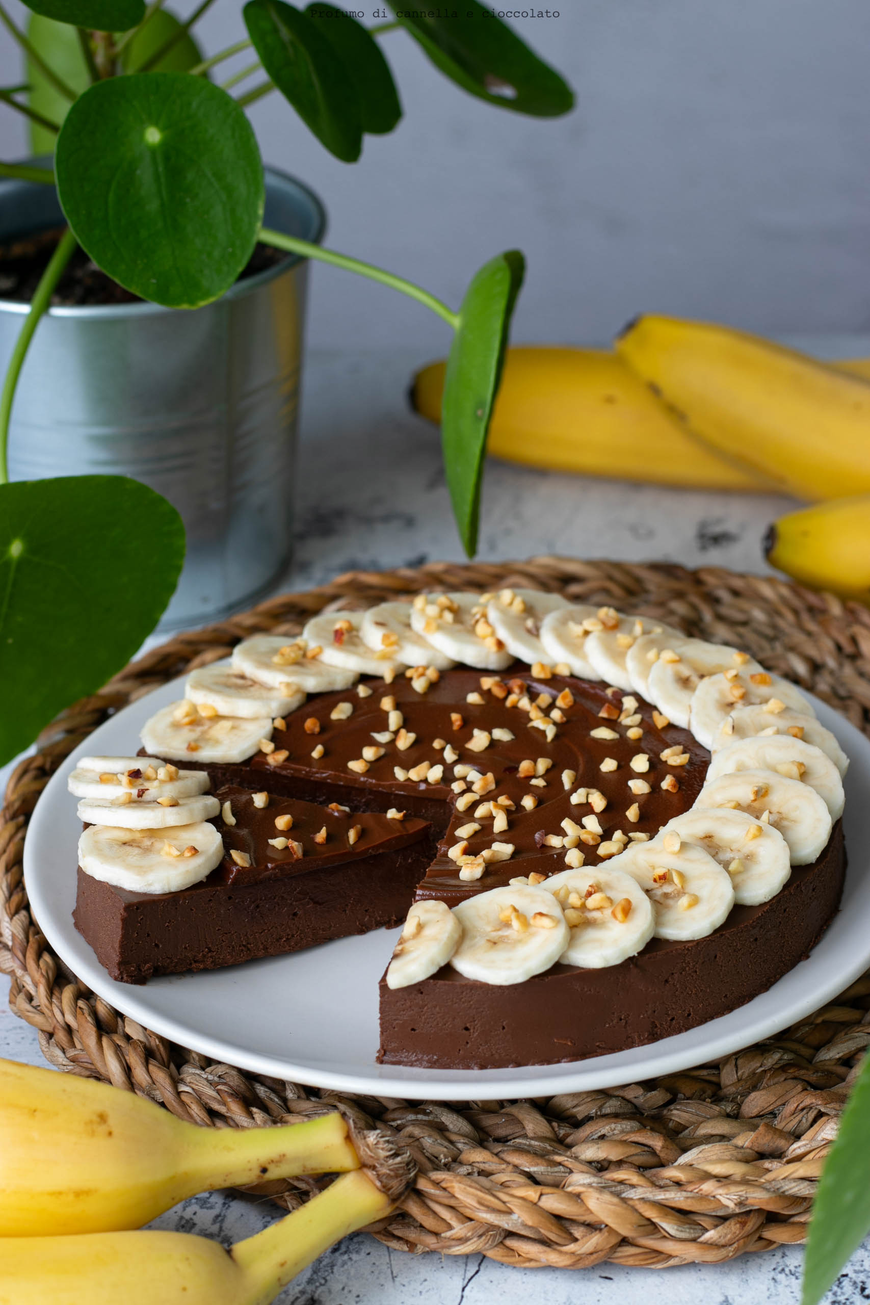 Torta fredda cioccolato e banane