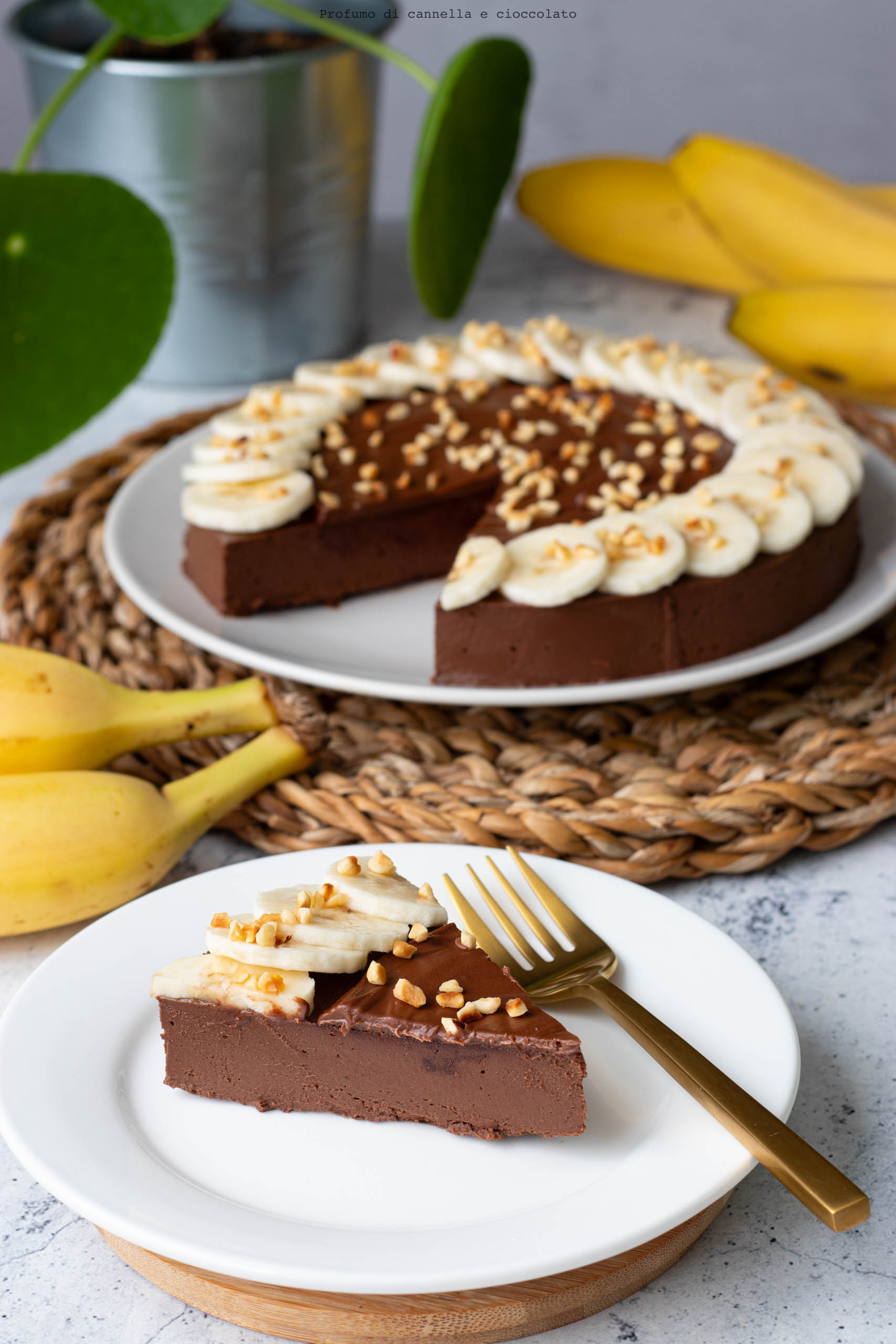 Torta fredda cioccolato e banane